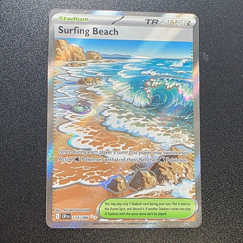 Pokemon Surfing Beach 114/086 Chaos Rising CRI Ultra Rare Full Art Holo NM